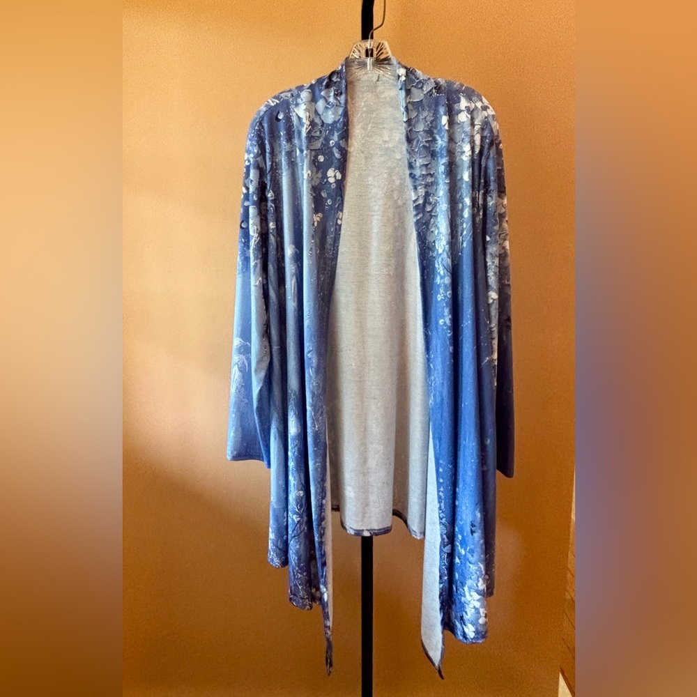 Blue Floral Open Cardigan Jacket 3X Never Worn